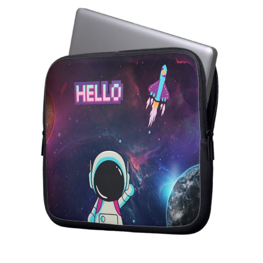 "Hello from Space" Laptopschutzhülle (Vorderseite Links)