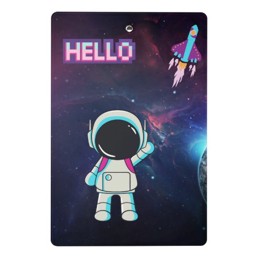 "Hello from Space" Mini Klemmbrett (Rückseite)