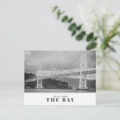 "Hello from The Bay" Moderne Bay Bridge Postkarte (Stehend Vorderseite)