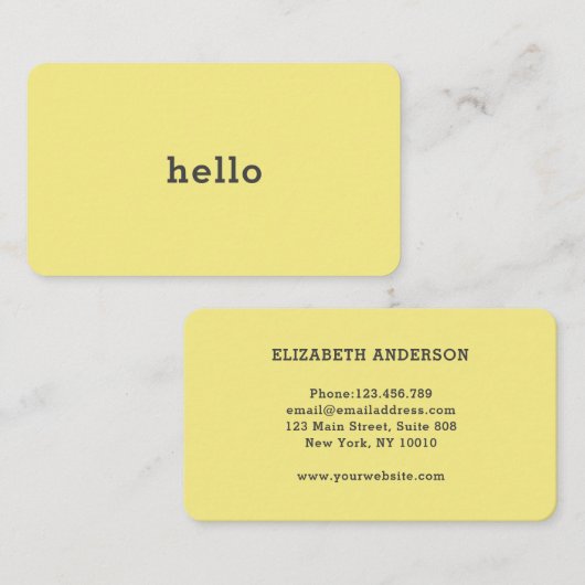 Hello Gelb Weiss Visitenkarte (Vorne/Hinten)