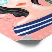 Hello Girl | Beach Beauty Retro Tropical Flamingo Poster (Ecke)