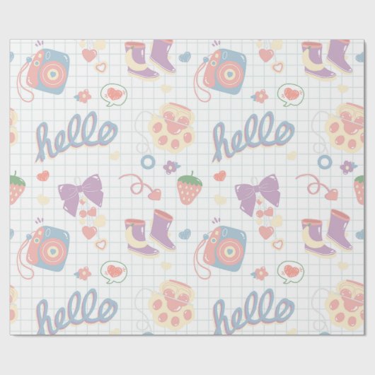 Hello! Girl things pattern Geschenkpapier (Flach)