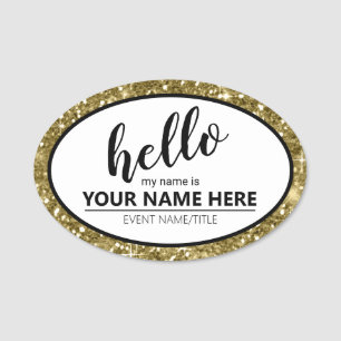 Hello Glitzer Border Gold ID633 Namensschild