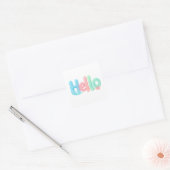 Hello Glossy Pastel Ocean Text Quadratischer Aufkleber (Umschlag)