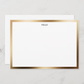Hello Gold Border Notecard Mitteilungskarte (Vorne/Hinten)