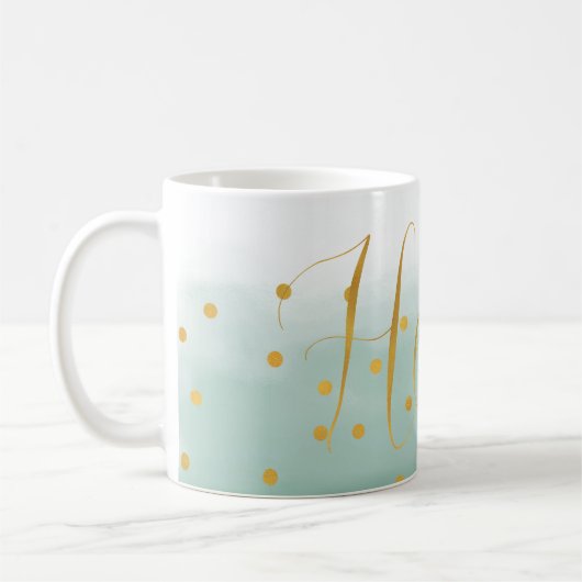 Hello Gold Mint Confetti Ombre Kaffeetasse (Links)