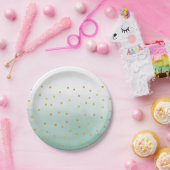 Hello Gold Mint Confetti Ombre Pappteller (Party)