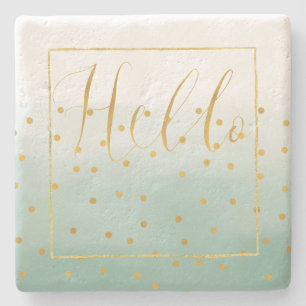 Hello Gold Mint Confetti Ombre Steinuntersetzer
