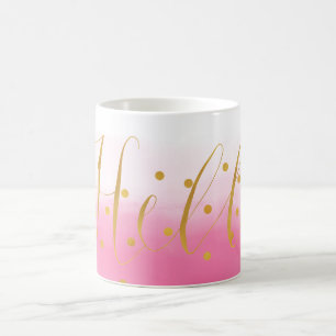 Hello Gold Pink Confetti Ombre Kaffeetasse
