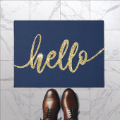 Hello Gold Typografie Minimalistisch Navy Blue Wil Fußmatte