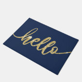 Hello Gold Typografie Minimalistisch Navy Blue Wil Fußmatte (Schrägansicht)