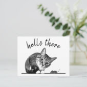 Hello & Goodbye Cat and Mouse niedliche lustige Ka Postkarte (Stehend Vorderseite)