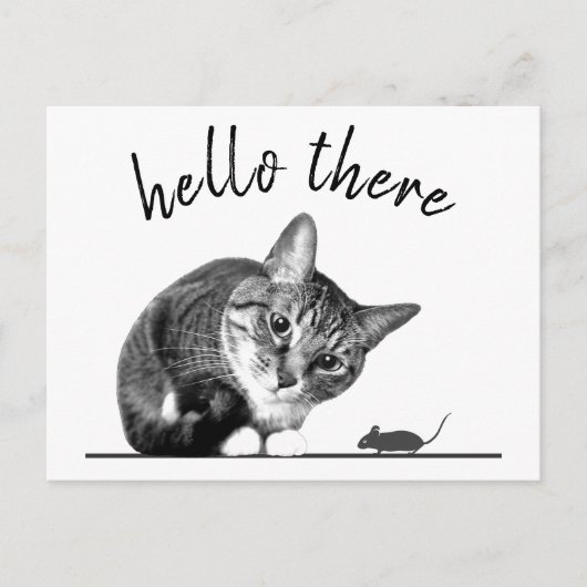 Hello & Goodbye Cat and Mouse niedliche lustige Ka Postkarte (Vorderseite)