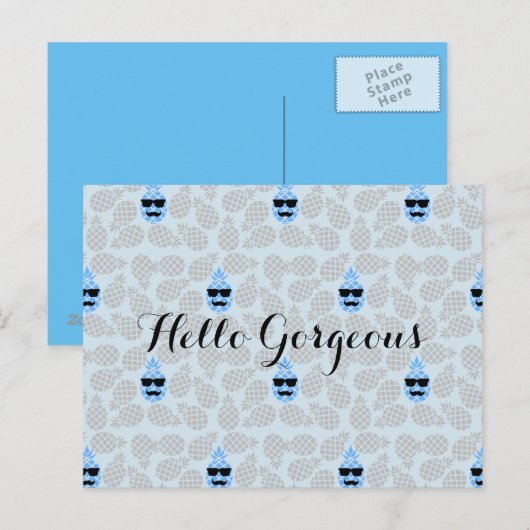 "Hello Gorgeous" Ananas Postkarte (Vorne/Hinten)