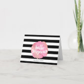 Hello Gorgeous Black Stripe & Pink Watercolor Karte (Vorderseite)