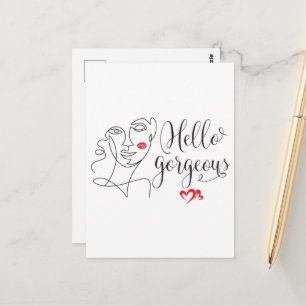 Hello Gorgeous Face Illustration Postkarte