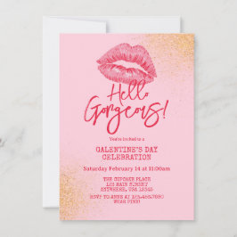 Hello Gorgeous Galentine's Day Pink Einladung