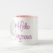 Hello Gorgeous Girly Niedlich Glitzer Custom Zweifarbige Tasse (Vorderseite Links)