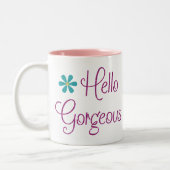 Hello Gorgeous Girly Niedlich Glitzer Custom Zweifarbige Tasse (Links)