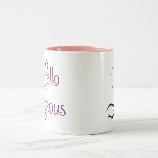 Hello Gorgeous Girly Niedlich Glitzer Custom Zweifarbige Tasse (Mittel)