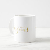 Hello Gorgeous Gold Script Moderne Kaffee Tasse (Vorderseite Links)