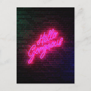 Hello Gorgeous - Neon SIgn Postkarte