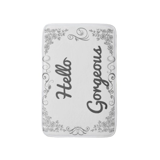 "Hello Gorgeous" Swirl Pattern Bath Mat Badematte (Vorderseite Vertikal)