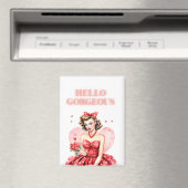 Hello Gorgeous Vintage Valentine Pin-Up Magnet (In Situ (Geschirrspüler))