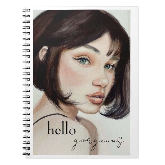 Hello Gorgeous Wassercolor Girl Notebook Notizblock (Vorderseite)