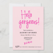 Hello Gorgeous XOXO Pink Galentine’s Day Brunch Einladung (Vorderseite)
