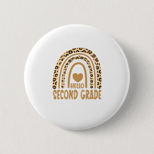Hello Grade-Leopard Rainbow-Back to School Button (Vorderseite)