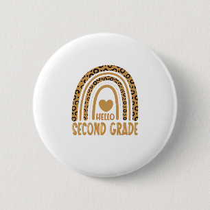 Hello Grade-Leopard Rainbow-Back to School Button
