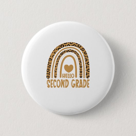 Hello Grade-Leopard Rainbow-Back to School Button (Vorderseite)