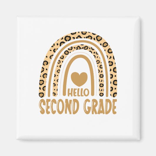 Hello Grade-Leopard Rainbow-Back to School Magnet (Vorne)