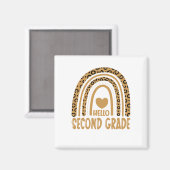 Hello Grade-Leopard Rainbow-Back to School Magnet (Vorderseite/Rückseite)