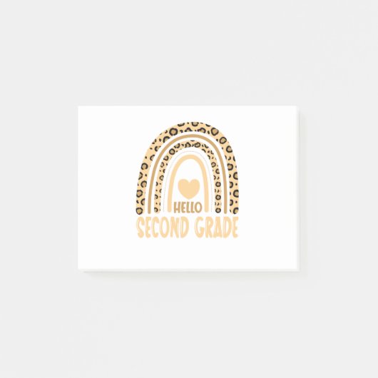Hello Grade-Leopard Rainbow-Back to School Post-it Klebezettel (Vorderseite)