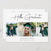 Hello Graduate Moderne Kalligraphie 3 Foto Grad Ankündigung (Vorne/Hinten)