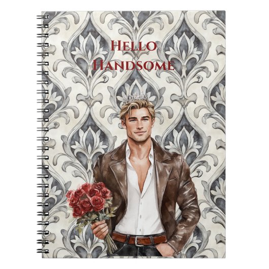Hello Handsome Blond Man Royal Romantic Red Roses Notizblock (Vorderseite)