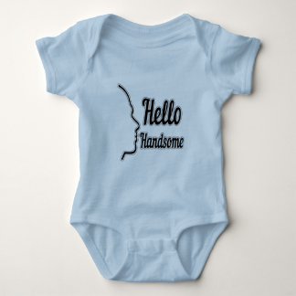 Hello Handsome Face Profile Kontur Boy Baby Strampler