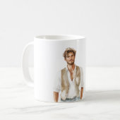 Hello Handsome Man White Shirt Cream Vest Kaffeetasse (Vorderseite Links)