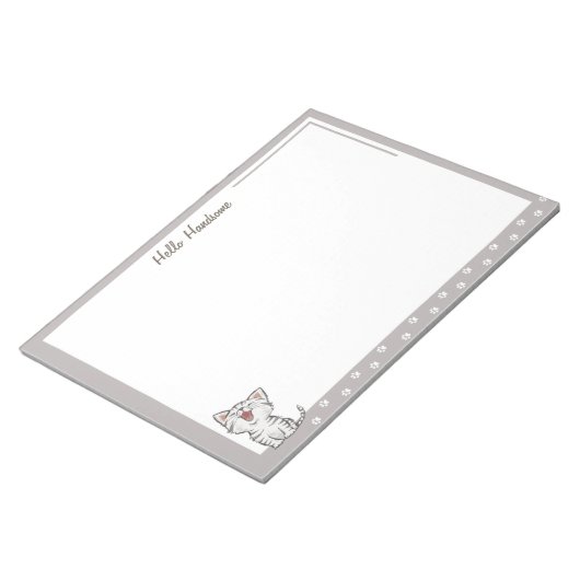 Hello Handsome Notepad with Kitty Pay prints Notizblock (angewinkelt)