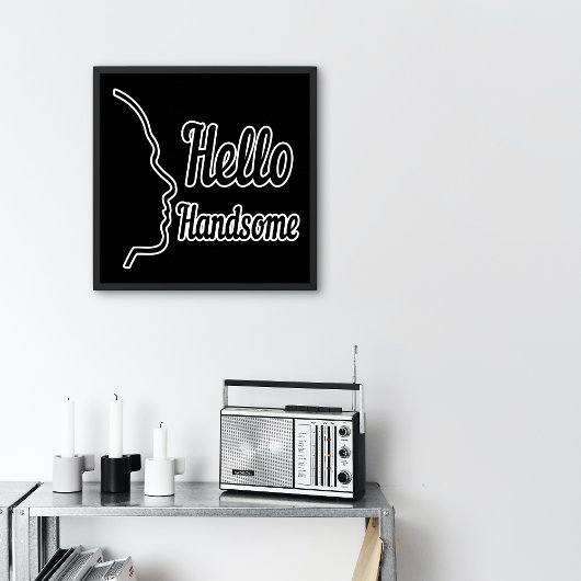 Hello Handsome Profile Face Typografy Small Poster