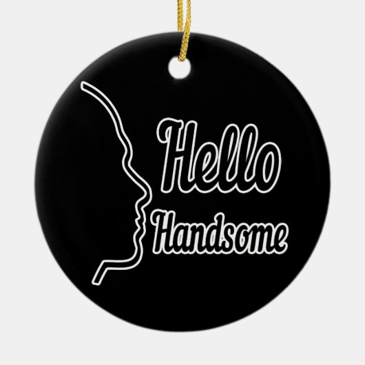 Hello Handsome Profile Face Zeichne Typografie Keramik Ornament (Vorne)