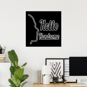 Hello Handsome Profile Face Zeichne Typografie Poster