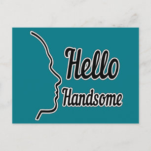 Hello Handsome Profile Face Zeichne Typografie Postkarte