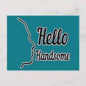 Hello Handsome Profile Face Zeichne Typografie Postkarte (Vorderseite)