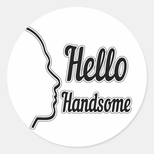 Hello Handsome Profile Face Zeichne Typografie Runder Aufkleber (Vorderseite)