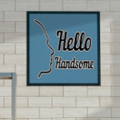 Hello Handsome Typografie and Face Profile Kontur Poster