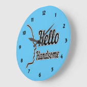 Hello Handsome Typography and Face Profile Outline Große Wanduhr (Winkel)