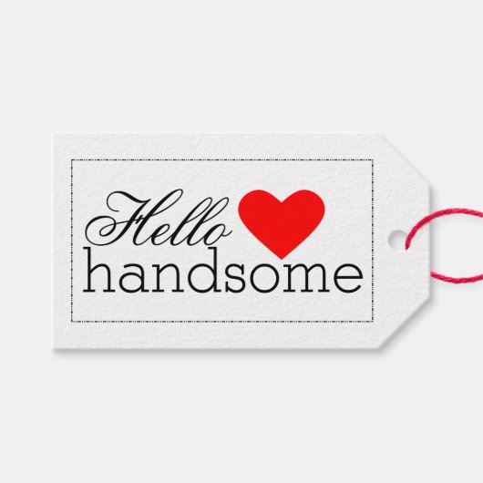 Hello Handsome with Red Heart Geschenkanhänger (Vorderseite (Horizontal))